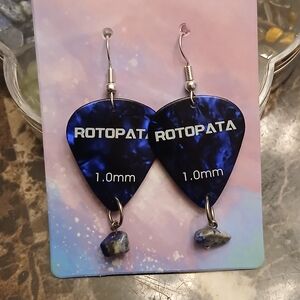 Rotopata Blue Guitar Pick Earrings